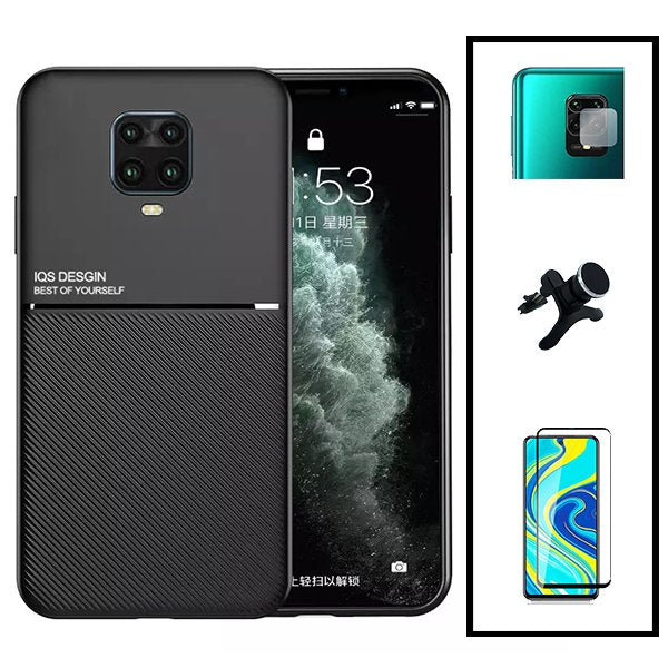 Kit Capa Magnetic Lux + 5D Full Cover + Película de Câmara Traseira + Suporte Magnético de Carro Reforçado para Xiaomi Redmi Note 10 Lite