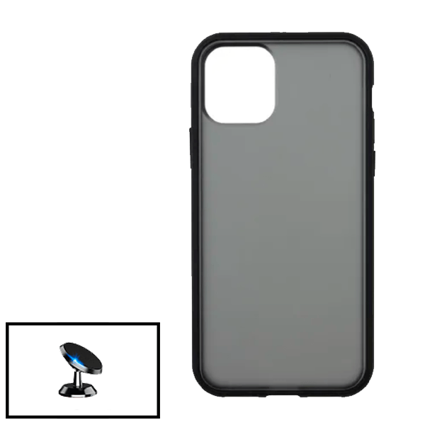 Kit Capa Anti Choque Protection Fumê + Suporte Magnético de Carro para Apple iPhone 13 - Preto