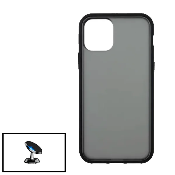 Kit Capa Anti Choque Protection Fumê + Suporte Magnético de Carro para Apple iPhone 13 Pro Max - Preto