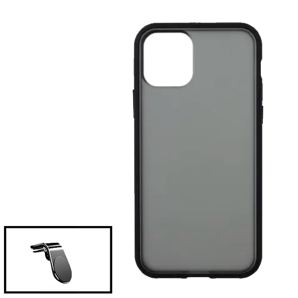 Kit Capa Anti Choque Protection Fumê + Suporte Magnético L Safe Driving Carro para Apple iPhone 13 Pro Max - Preto