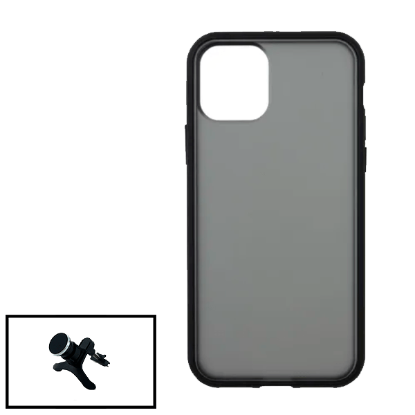 Kit Capa Anti Choque Protection Fumê + Suporte Magnético Reforçado de Carro para Apple iPhone 13 Pro Max - Preto