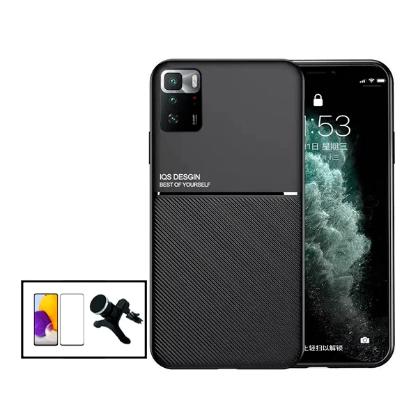 Kit Capa Magnetic Lux + 5D Full Cover + Suporte Magnético de Carro Reforçado para Xiaomi Poco X3 GT