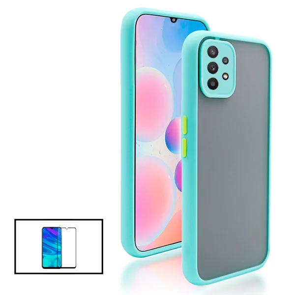 Kit Capa Anti Choque Camera Protection + Película 5D Full Cover para Samsung Galaxy A32 5G - Azul Claro