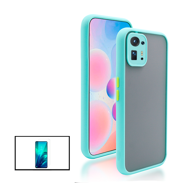 Kit Capa Anti Choque Camera Protection + Película 5D Full Cover para Xiaomi Mix 4 - Azul Claro