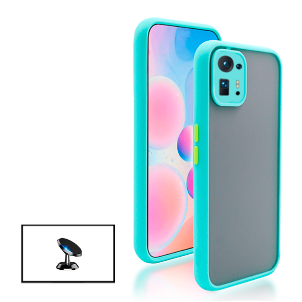 Kit Capa Anti Choque Camera Protection + Suporte Magnético de Carro para Xiaomi Mix 4 - Azul Claro