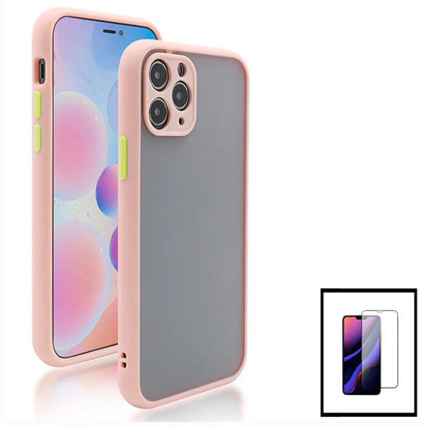 Kit Capa Anti Choque Camera Protection + Película 5D Full Cover para Apple iPhone 13 Pro Max - Rosa