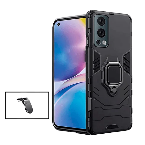 Kit Suporte Magnético L Safe Driving Carro + Capa 3X1 Military Defender para OnePlus Nord 2 5G