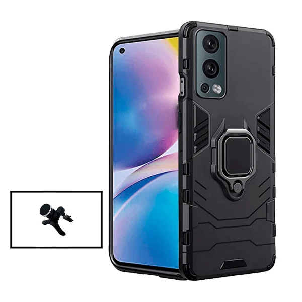 Kit Suporte Magnético de Carro Reforçado + Capa 3X1 Military Defender para OnePlus Nord 2 5G