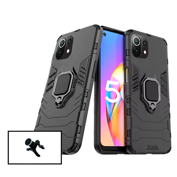 Kit Suporte Magnético de Carro Reforçado + Capa 3X1 Military Defender para Xiaomi Mi 11 Pro