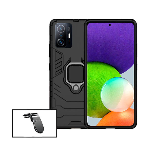 Kit Suporte Magnético L Safe Driving Carro + Capa 3X1 Military Defender para Xiaomi 11T