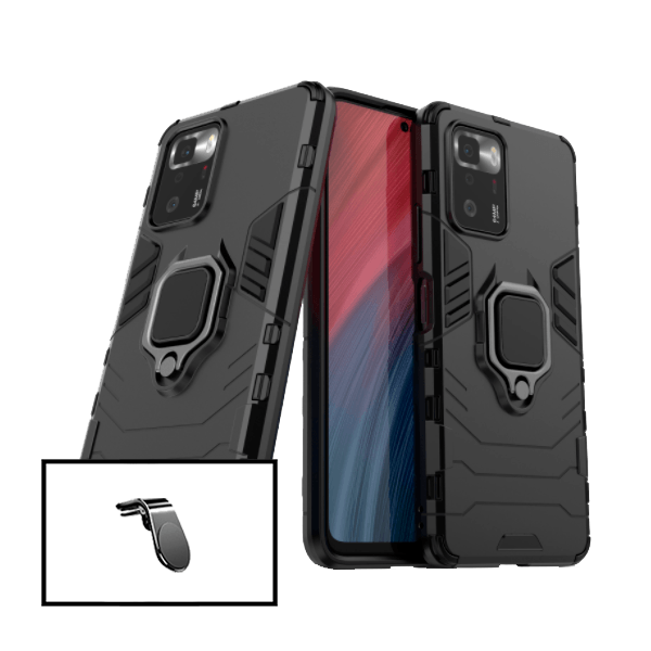 Kit Suporte Magnético L Safe Driving Carro + Capa 3X1 Military Defender para Xiaomi Poco X3 GT