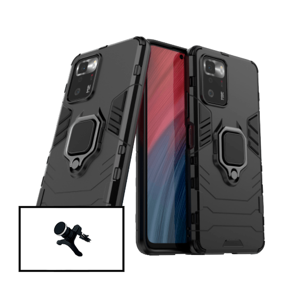 Kit Suporte Magnético de Carro Reforçado + Capa 3X1 Military Defender para Xiaomi Poco X3 GT