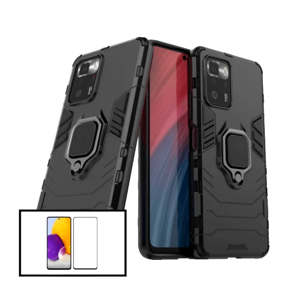 Kit Vidro Premium Full Cover + Capa 3X1 Military Defender para Xiaomi Poco X3 GT