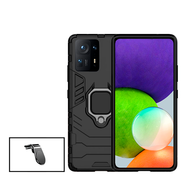 Kit Suporte Magnético L Safe Driving Carro + Capa 3X1 Military Defender para Xiaomi Mix 4