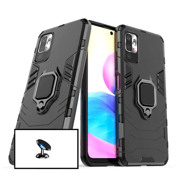 Kit Suporte Magnético de Carro + Capa 3X1 Military Defender para Xiaomi Redmi 10