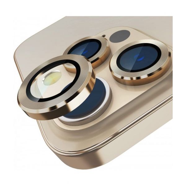Película Vidro Temperado Metálica Câmara Traseira para iPhone 11 Pro/ 11 Pro Max/ 12 Pro Dourado