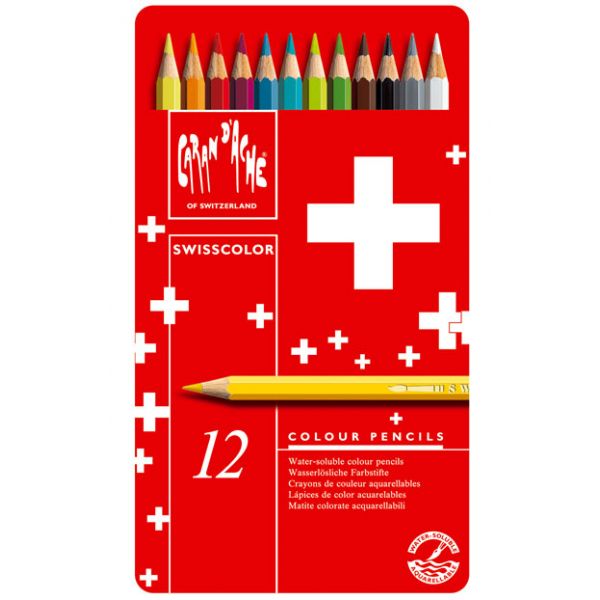 Caran d'Ache Lápis de Cor Swisscolor Caixa Metálica 12 un.