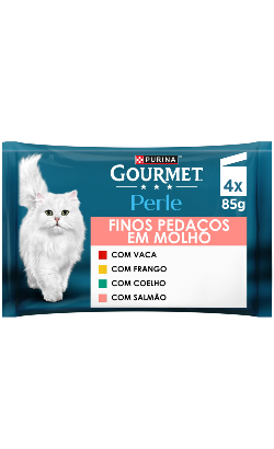 Ração Húmida Purina Gourmet Perle Finos Pedaços Molho 8x 85g