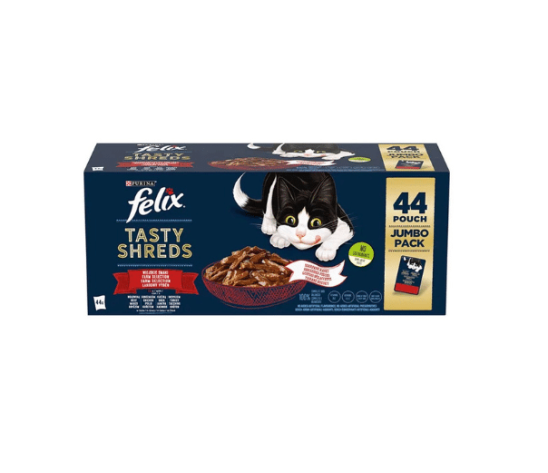 Felix Tasty Shreds Seleção de Carnes 44x80gr Ração Húmida para Gato - Campet