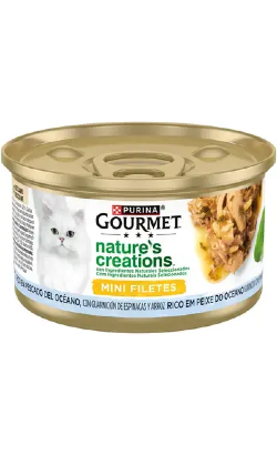 Ração Húmida Purina Gourmet Nature's Creation Peixe do Oceano, Espinafres & Arroz 85g