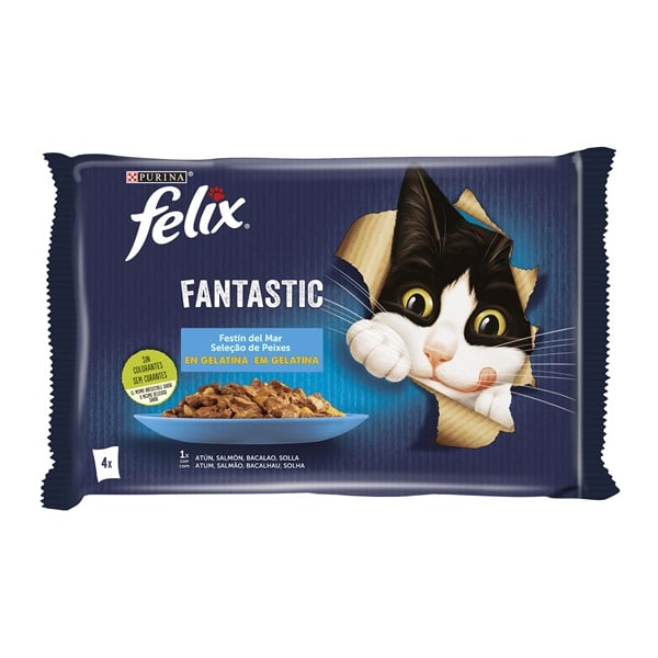 Felix Fantastic Festin Mar 4x85gr Ração Húmida para Gato - Campet