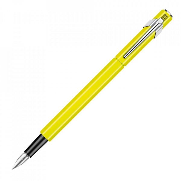 Caran D'ache Caneta de Aparo 840 Corpo de Alumínio Ponto Médio Amarelo Fluorescente
