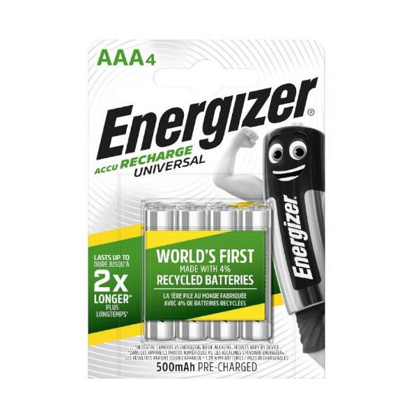 Energizer Pilhas Recarregáveis AAA Universal 500mAh HR03 4 Un.