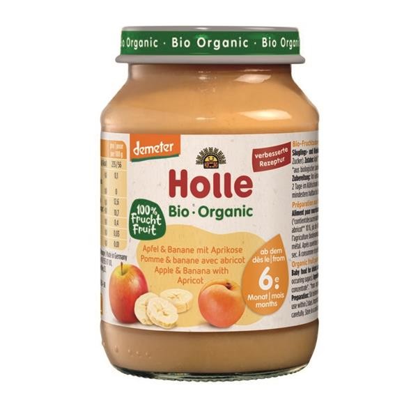 Holle Bio Puré Boião Maçã + Banana + Alperce 6m+ 190g