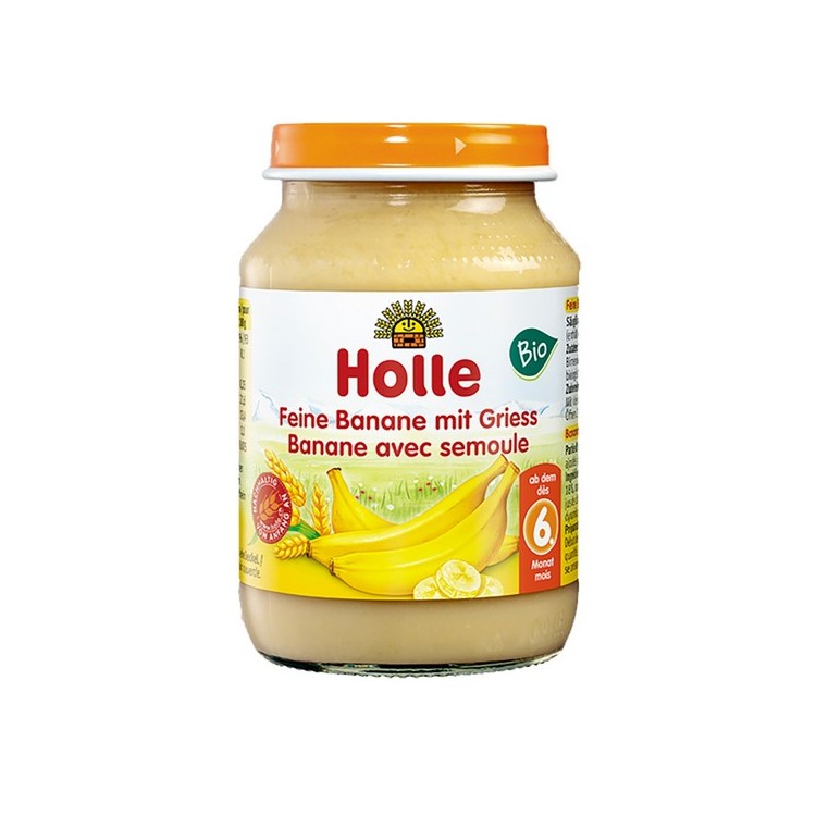 Holle Bio Puré Maça, Banana e Semolina 190g