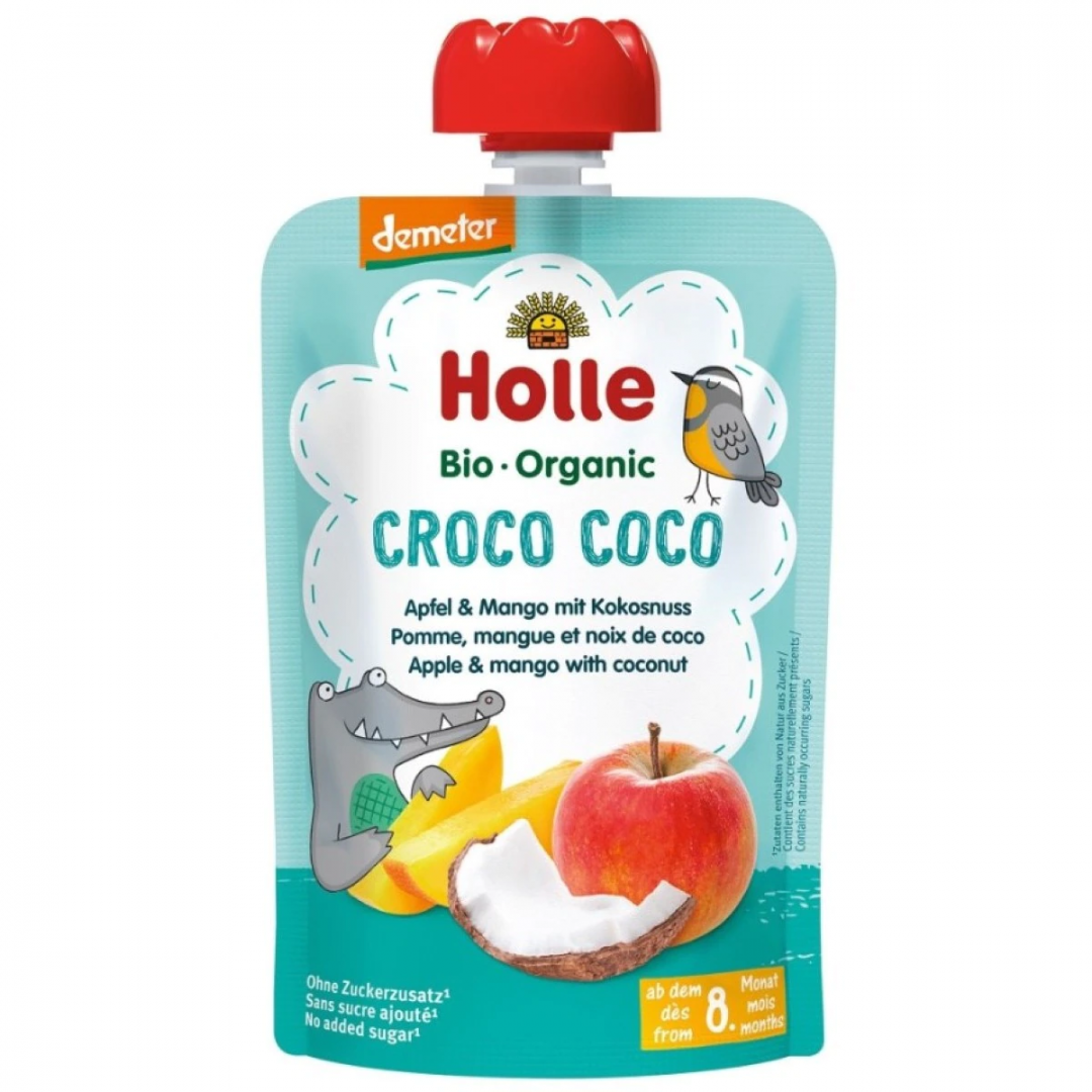 Holle Bio Puré Saqueta Maçã + Manga + Coco 8m+ 100g