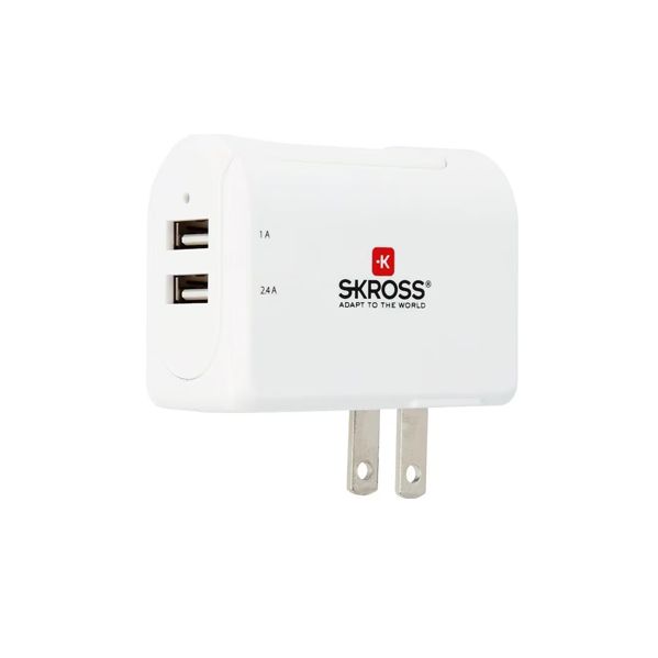 SKROSS Carregador EUA 2x USB-A 2.800.110, Branco