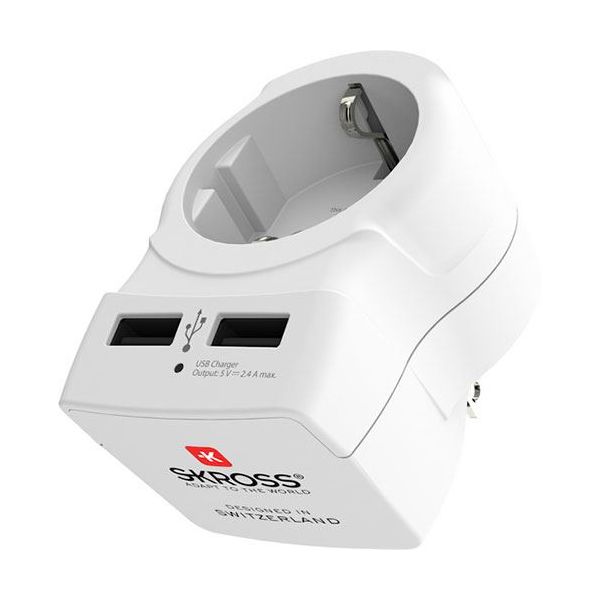Skross Adapt. Europeu de Schuko para Eua Europe To Usa + 2xUSB - EU2USA2USB