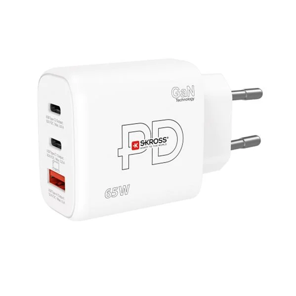 SKROSS Carregador GaN EU, 2x USB-C, 1x USB-A, 65 W SKCH001065WPDEUCN, Branco