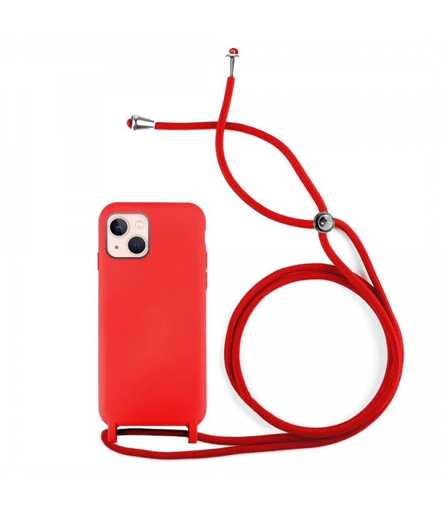 Capa Silicone Líquido iPhone 13 Mini Cordão Vermelho
