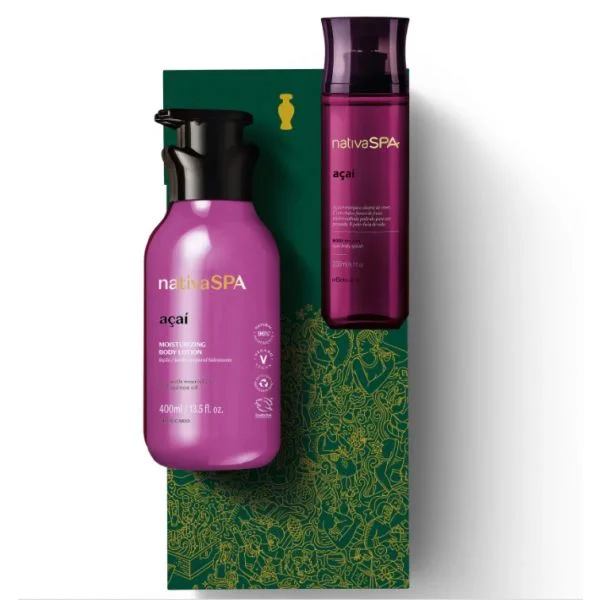 O Boticário Loção Hidratante Nativa SPA Açaí 400ml + Body Splash Nativa SPA Açaí 200ml Coffret