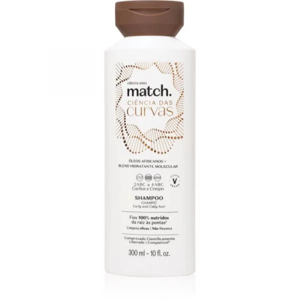 O Boticário Match Shampoo Hidratante para Cabelos Cacheados e Crespos 300ml