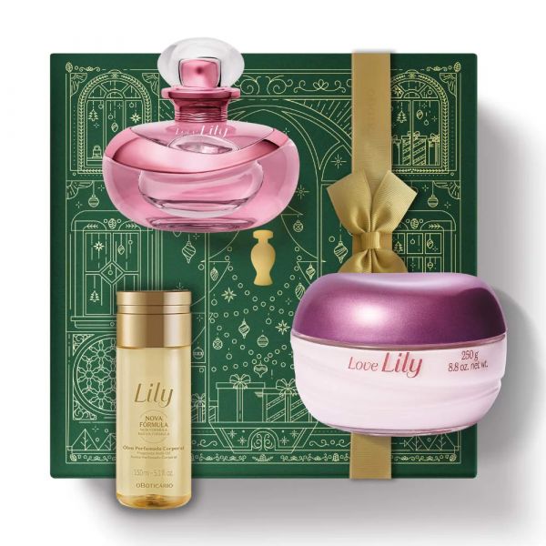 O Boticário Kit de Natal Love Lily Perfumado Eau de Parfum 75ml + Creme Hidratante Acetinado 250g + Óleo Perfumado Corporal 150ml Coffret