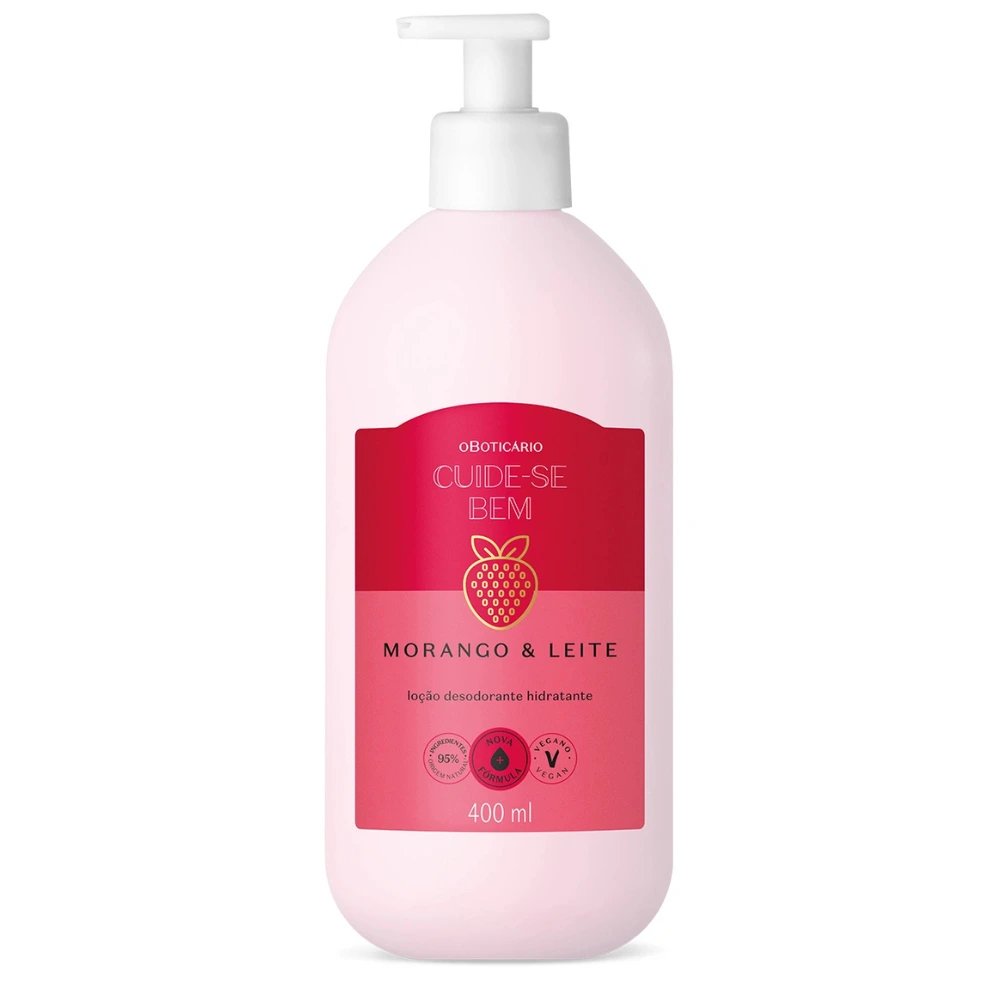 Loção Hidratante Corporal Cuide-Se Bem Morango e Leite O Boticário 400ml