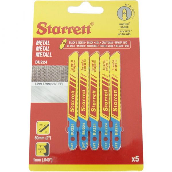 Starrett Lâmina de Serra Tico-tico 50mm para Espessuras de 1.6 a 3.2mm 5un. - 5100233
