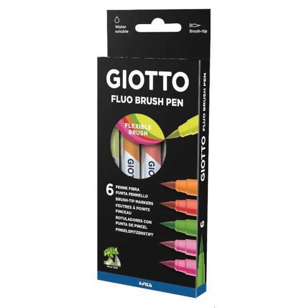 Giotto Marcador Turbo Soft Fluo Ponta De Pincel 6 Unidades
