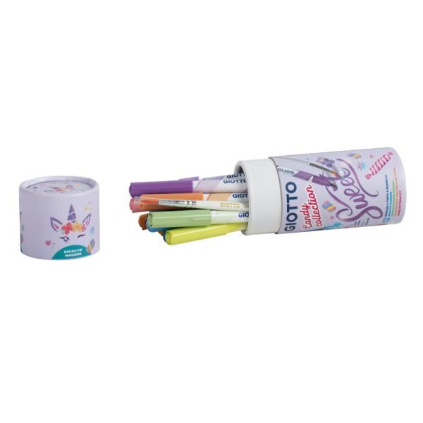 Giotto Marcadores Turbo Soft Brush Coleção Candy Cores Pastel 12 Un.