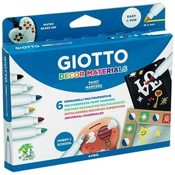 Marcador Pintura Giotto Decor Materials Cx 6 Cores Sortidas