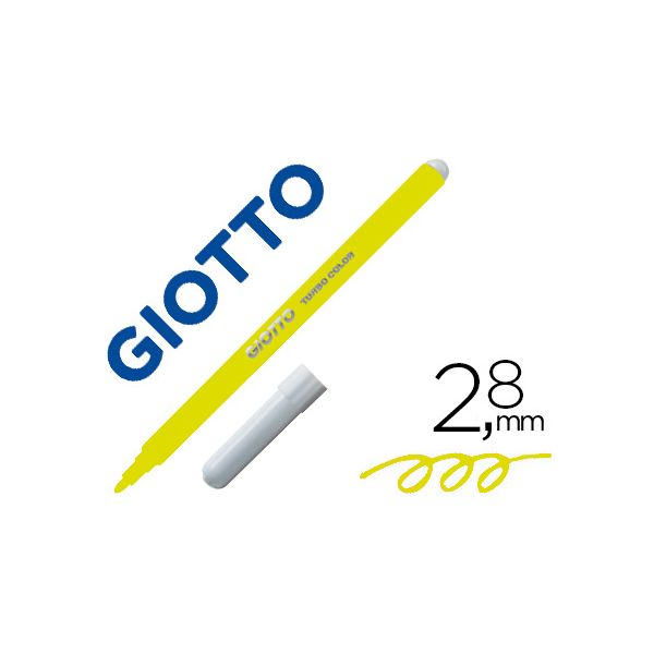 Giotto Marcador Turbo Color Lavável c/ Ponta Bloqueada Unicolor Amarelo 12 Un.