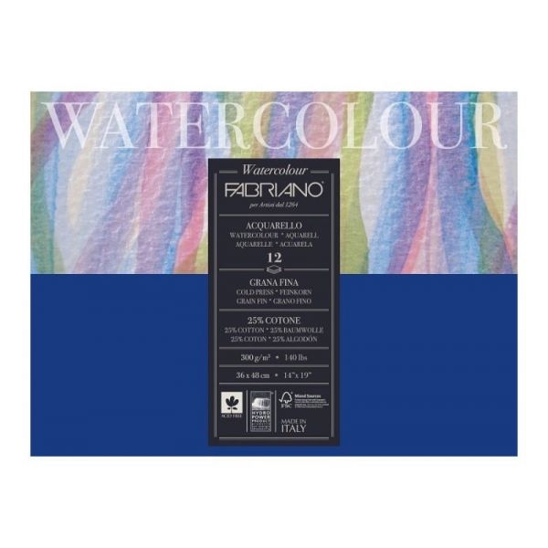 Fabriano Bloco de Papel para Aguarela 12 Fls 36x48cm