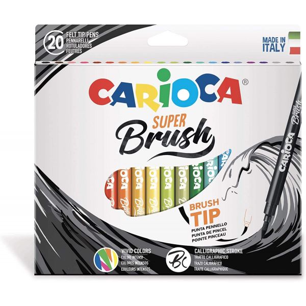 Carioca 20 Marcadores Feltro Ponta Pincel Carioca Super Brush - 42968