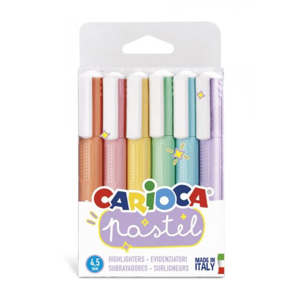 Carioca Marcador Fluorescente Pastel 43033 Blister C/6 Cores