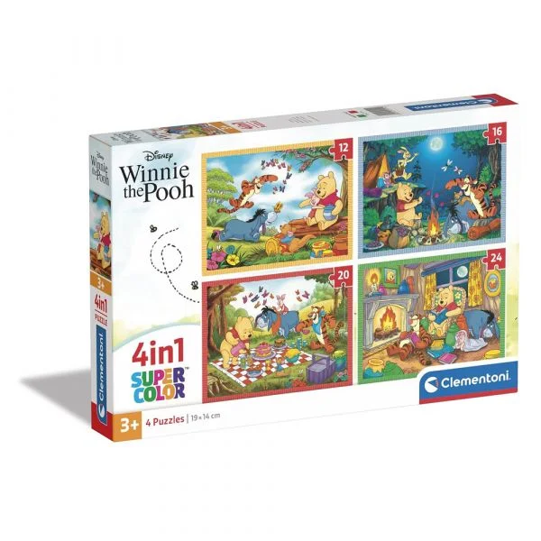 Clementoni Puzzle 4 In 1 Disney Winnie The Poo 12-16-20-24 Peças