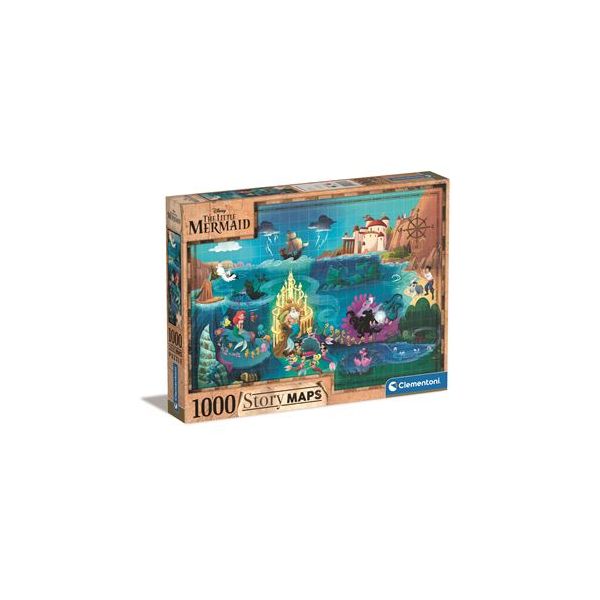 Clementoni Puzzle 1000 Peças Disney Maps Little Mermaid