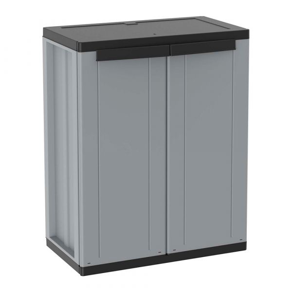 Terry Jline68 Armário de Duas Portas de Resina com Prateleiras Cinzento/Preto