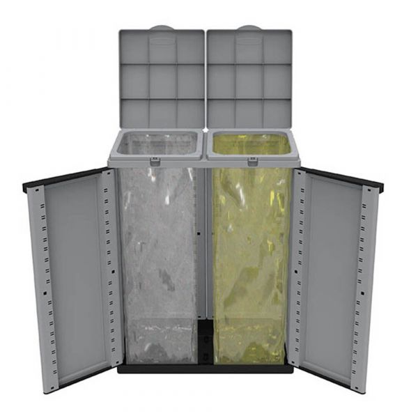 Ecoline Armário de Reciclagem 2 Portas 68x39x88,7cm Cinzento
